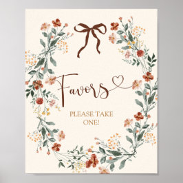 Koketten-Bogen-Herbst-Wildblumen-Brautjunggesellin Poster