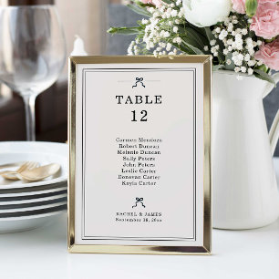 Koketten-Bogen-Hochzeits-Sitzplan Elegant Minimal Tischnummer