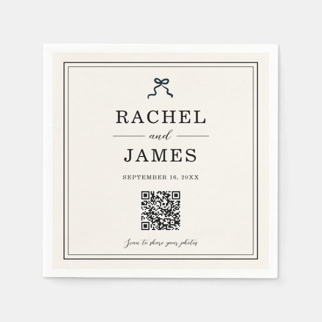 Koketten-Bogen-Hochzeitsfoto-Sharing-QR-Code Minim Serviette (Vorderseite)