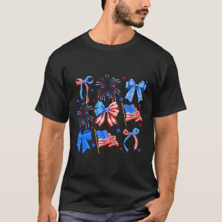 Koketten Bögen Rot Weiß Blau USA-Flagge 4. Juli  T-Shirt