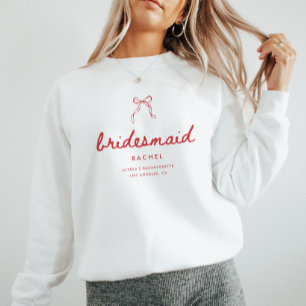 Koketten-Bogen-Schrift Brautjungfer Name Junggesel Sweatshirt