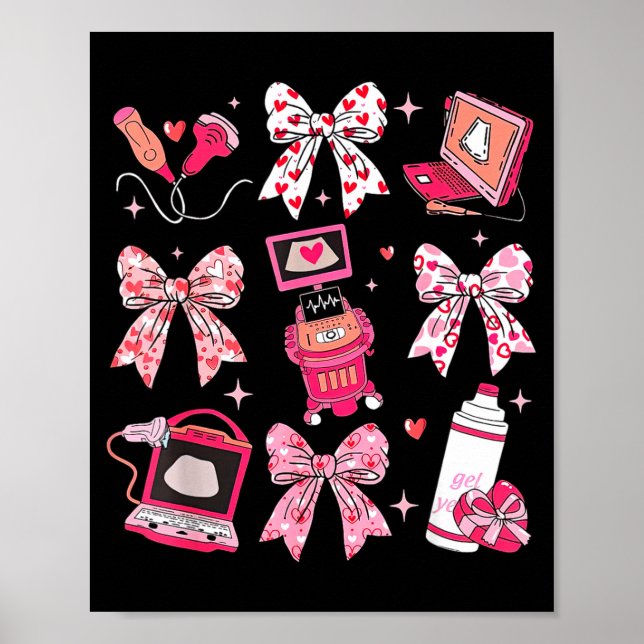 Koketten-Bogen-Sonograf Valentins-Ultraschalltechn Poster (Vorne)