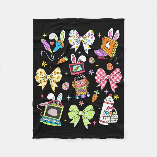 Koketten-Bogen-Sonografin Ostern-Ultraschall-Tech  Fleecedecke (Vorderseite)
