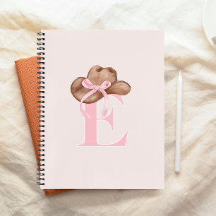 Koketten Cowgirl Hut mit rosa Schleife und Monogra Notizbuch