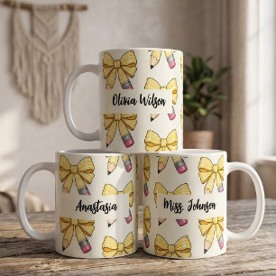 Koketten Gelben Bleistift-Schleifen-Schullehrer-Na Kaffeetasse