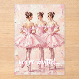 Koketten-Rosa-Ballerina-Geburtstagseinladung Acryleinladungen