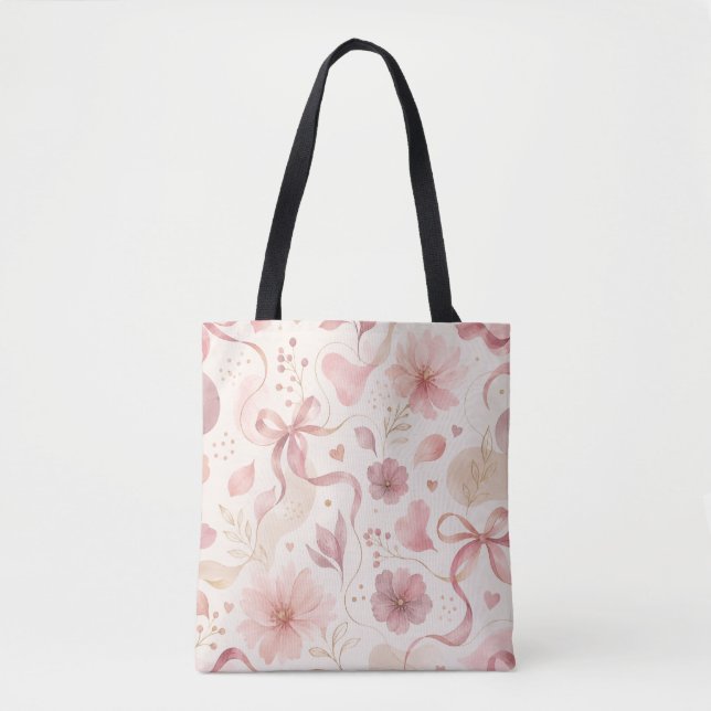 Koketten-Rosa-Blumen-Schleifen-Tasche (Vorderseite)