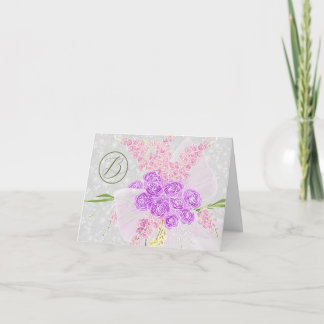 Koketten rosa durchsichtigen Schleife und Blumenst Dankeskarte