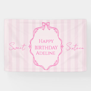 Koketten rosa gestreiften Sweet 16 Geburtstagsbann Banner