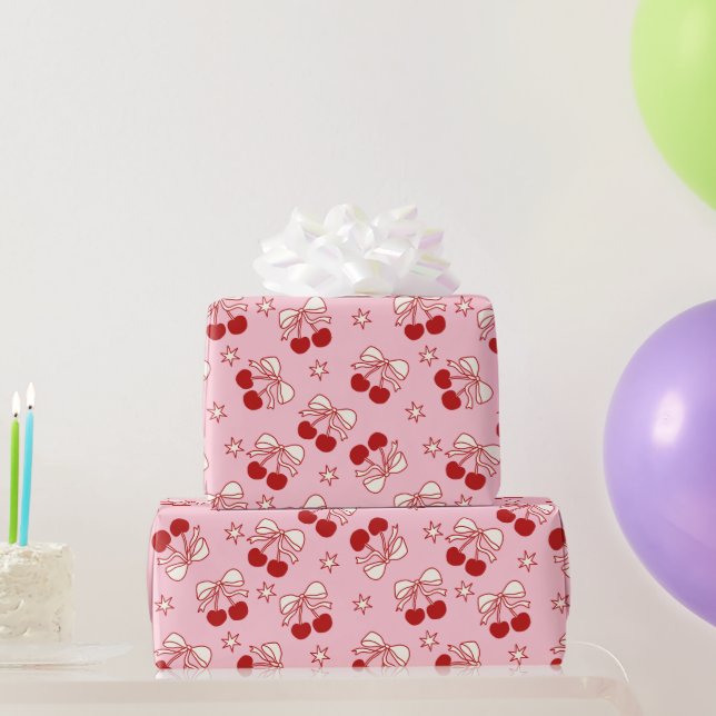 Koketten roten Süßkirschenmuster Geschenkpapier (Partygeschenke)