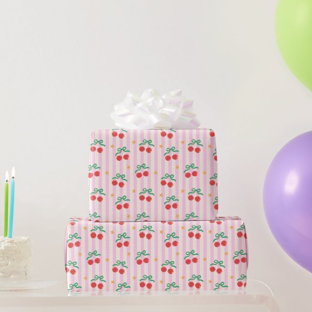 Koketten roten Süßkirschmuster Geschenkpapier (Partygeschenke)