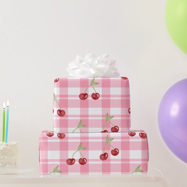 Koketten roten Süßkirschmuster Geschenkpapier (Partygeschenke)