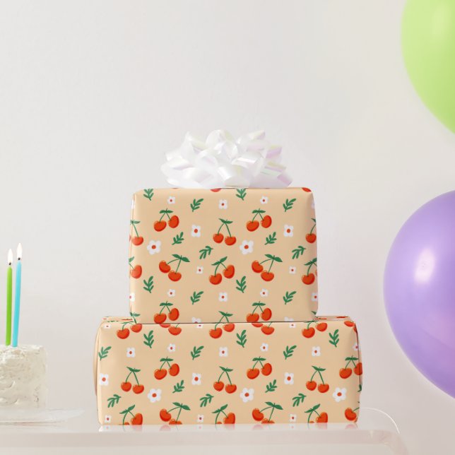 Koketten roten Süßkirschmuster Geschenkpapier (Partygeschenke)
