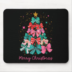 Koketten-Schleife-Frohe-Weihnachten-Xmas-Baum-Fami Mousepad
