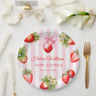 Koketten-Schleifen-Erdbeeren-Baby-Party Pappteller