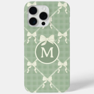 Koketten Schleifen Gingham Monogramm Creme Salbei Case-Mate iPhone Hülle