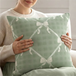 Koketten Schleifen Gingham-Muster Creme Salbeigrün Kissen