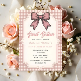 Koketten-Schleifen-Rosa-Birthday-Party Einladung