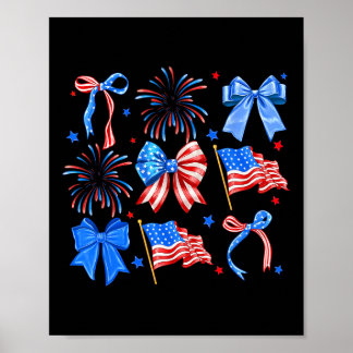 Koketten Schleifen Rot Weiß Blau USA-Flagge 4. Jul Poster