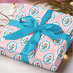 Koketten Wasserfarben-Mistel-Weihnachtsmuster Geschenkpapier
