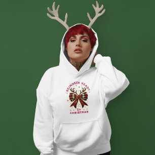 Koketten-Weihnachts-Karo-Rentier-Fertig-Bow Hoodie
