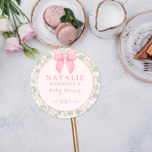Kokettenästhetik Rosa Schleife Salbeigrün Baby Mäd Runder Aufkleber