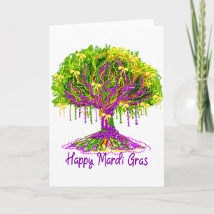 Kokettenbogen Frohes Mardi Gras Baum Perlen Karnev Karte