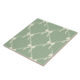 Kokettenbögen Gingham-Muster Creme Salbeigrün  Fliese