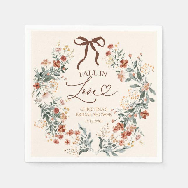 Kokettenbogen Herbst-Wildblumen-Braut-Shower Serviette (Vorderseite)
