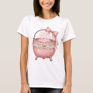 Kokettenkessel mit rosa Schleife T-Shirt