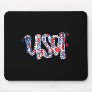Koketter Bogen 4. Juli USA Floral USA für Frauen Mousepad