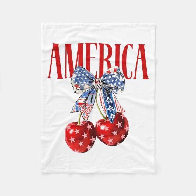 Koketter Bogen Amerika Kirsche Us Flagge 4. Juli P Fleecedecke (Vorderseite)