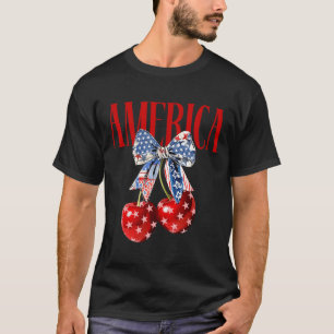 Koketter Bogen Amerika Kirsche Us Flagge 4. Juli P T-Shirt