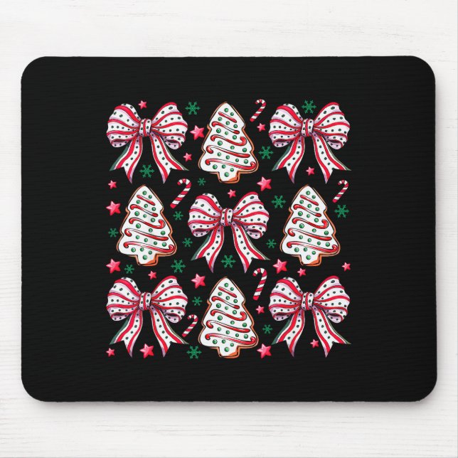 Koketter Bogen Baum Kuchen Zuckerstange Frohe Weih Mousepad (Vorne)