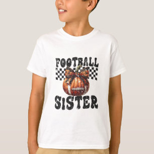 Koketter Bogen-Kürbis-Fuß-Schwester-Spiel-Tag-Dank T-Shirt