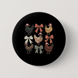 Koketter Bogen Lustiges Huhn Weihnachten Bauernhof Button