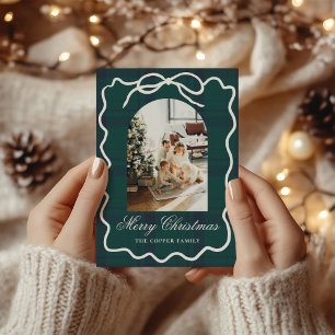 Koketter Bogen Vintage-Kariert Foto Weihnachten