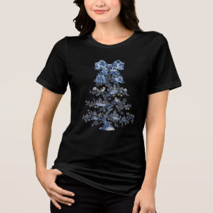 Koketter Bogen-Weihnachtsbaum Frauen Chinoiserie Tri-Blend Shirt