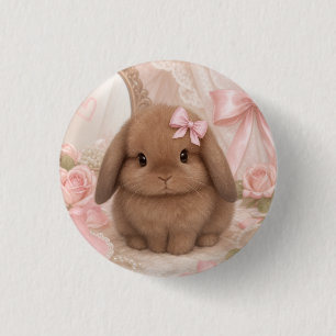 Koketter Hase rosa Schleife Button