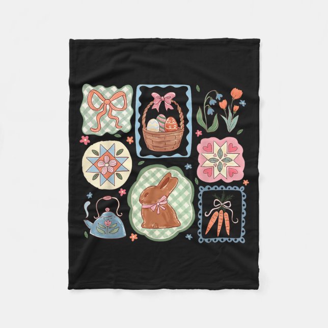 Koketter Hasen-Ostern Hasen-Blume  Fleecedecke (Vorderseite)