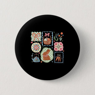 Koketter Hasen-Ostern Hasen-Blume Happy  Button