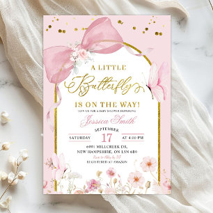 Koketter Rosa Schmetterling Baby Shower Einladung