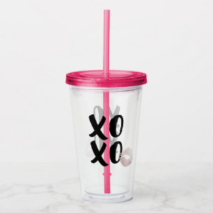 Kokettes Black XOXO Script mit Rose Gold Lippen Ki Acryltrinkbecher