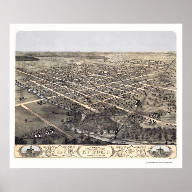 Kokomo, IN Panorama Karte - 1868 Poster (Vorne)