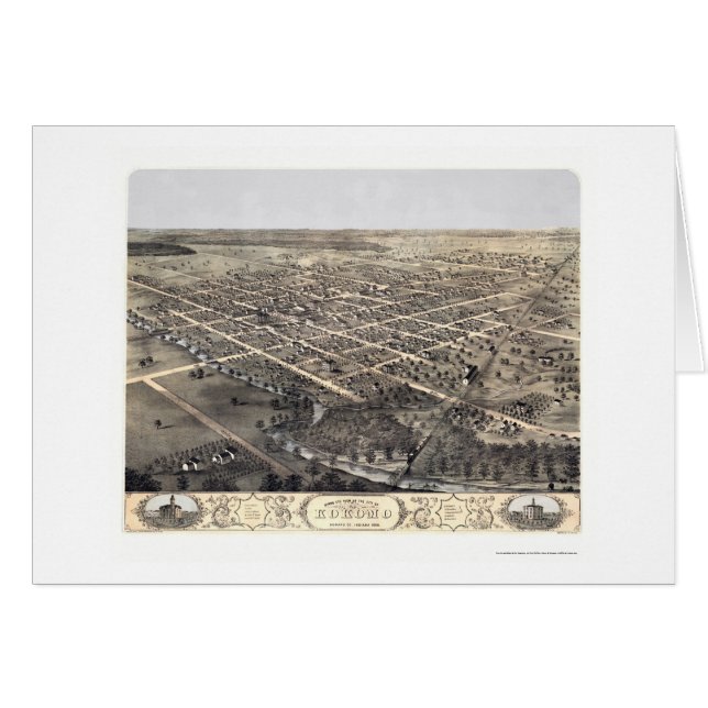 Kokomo, IN panoramischer Karte - 1868 (Vorderseite (Horizontal))