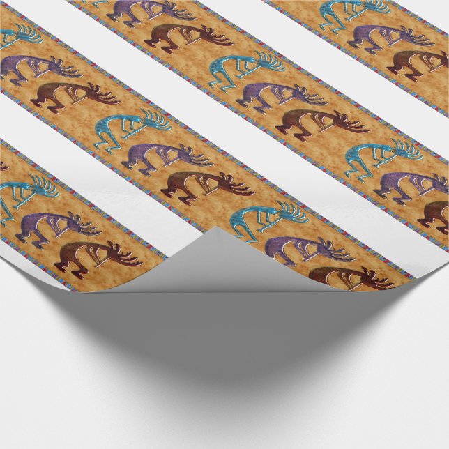 Kokopelli 3D Anasazi Native American Motif Geschenkpapier (Ecke)