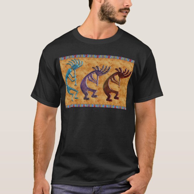 Kokopelli 3D Anasazi Native American Motif T-Shirt (Vorderseite)