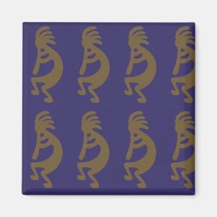 Kokopelli-Abbildung: grün auf blau Magnet