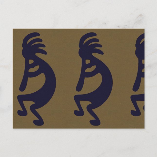 Kokopelli-Abbildung: Schwarz auf grün Postkarte (Vorderseite)