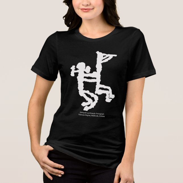 Kokopelli and Female Petroglyph Tri-Blend Shirt (Vorderseite)